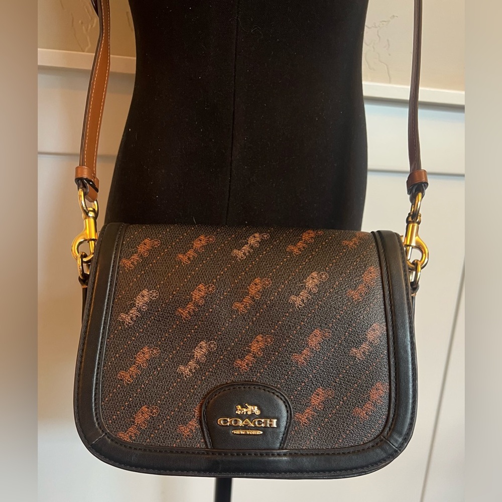 Coach Saddle Bag With Horse And Carriage Dot Print - Picture 1 of 10